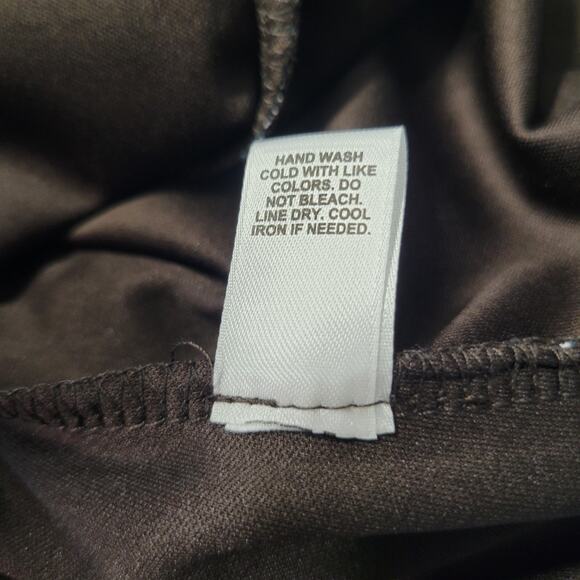 Cato Tank Top Blouse Womens Medium Blue Brown Lined Floral Ruffle Sleeveless - Picture 9 of 11